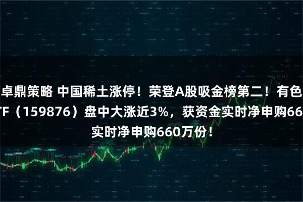 卓鼎策略 中国稀土涨停！荣登A股吸金榜第二！有色龙头ETF（159876）盘中大涨近3%，获资金实时净申购660万份！