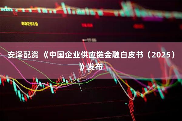 安泽配资 《中国企业供应链金融白皮书（2025）》发布